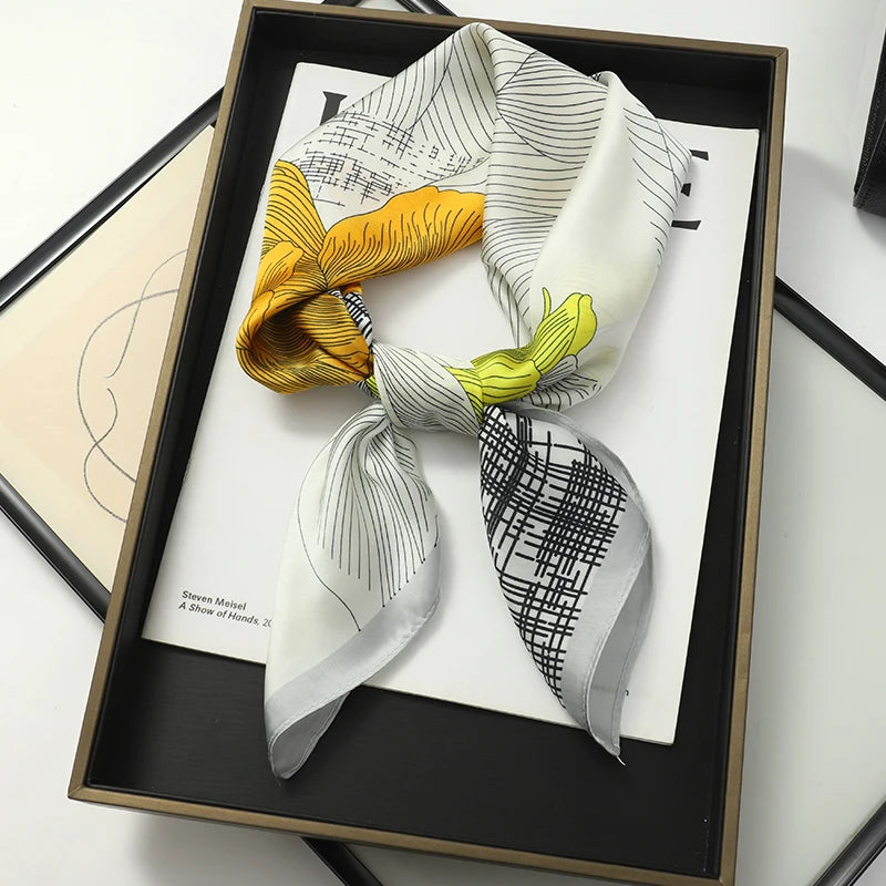 Silk-Feel Satin Square Scarf for Women