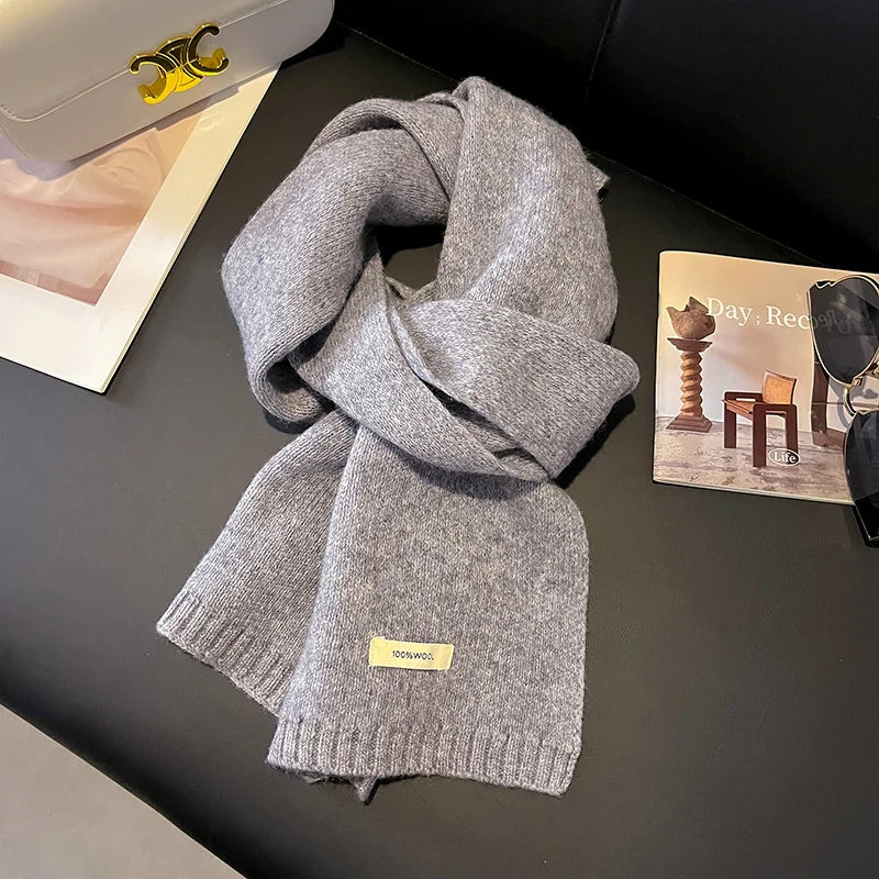 100% Wool Knitted Winter Scarf for Women