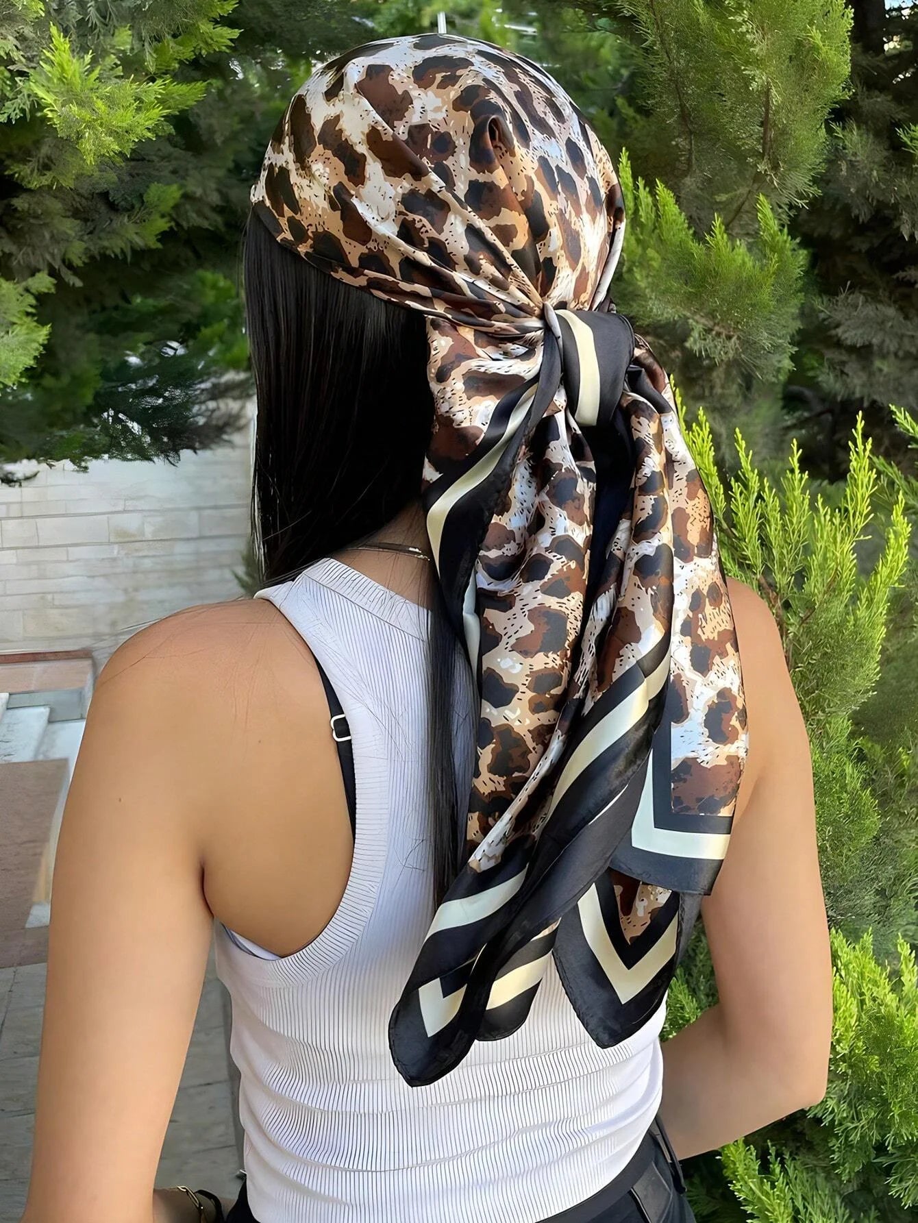 Silk-Feel Satin Square Scarf for Women