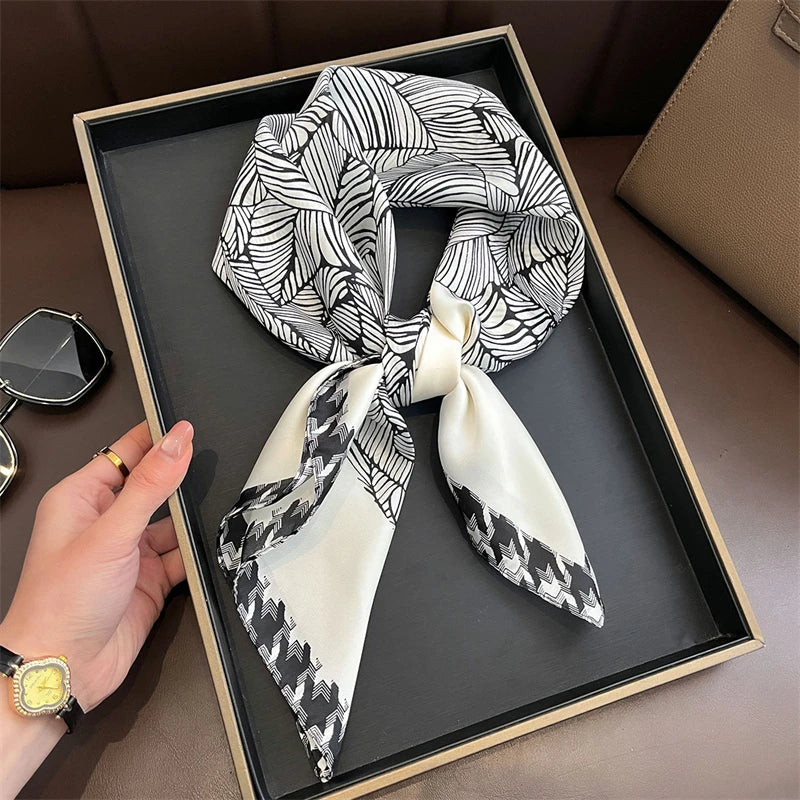 Luxury Satin Silk Square Scarf for Women