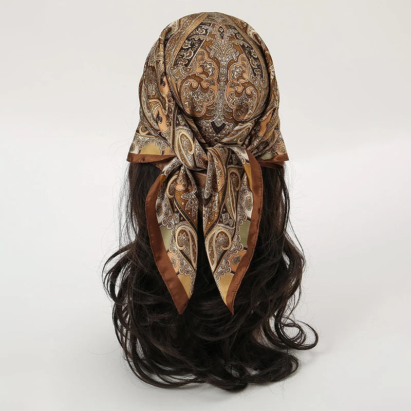 Luxury Satin Silk Square Scarf for Women