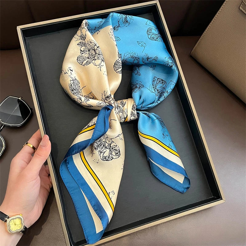 Luxury Satin Silk Square Scarf for Women