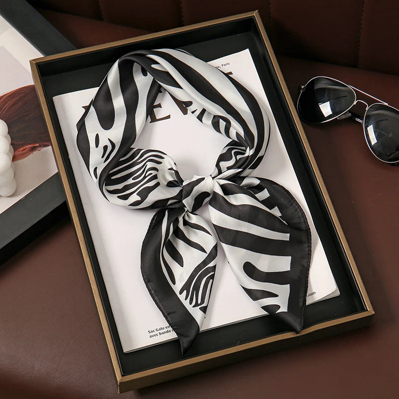 Luxury Satin Silk Square Scarf for Women