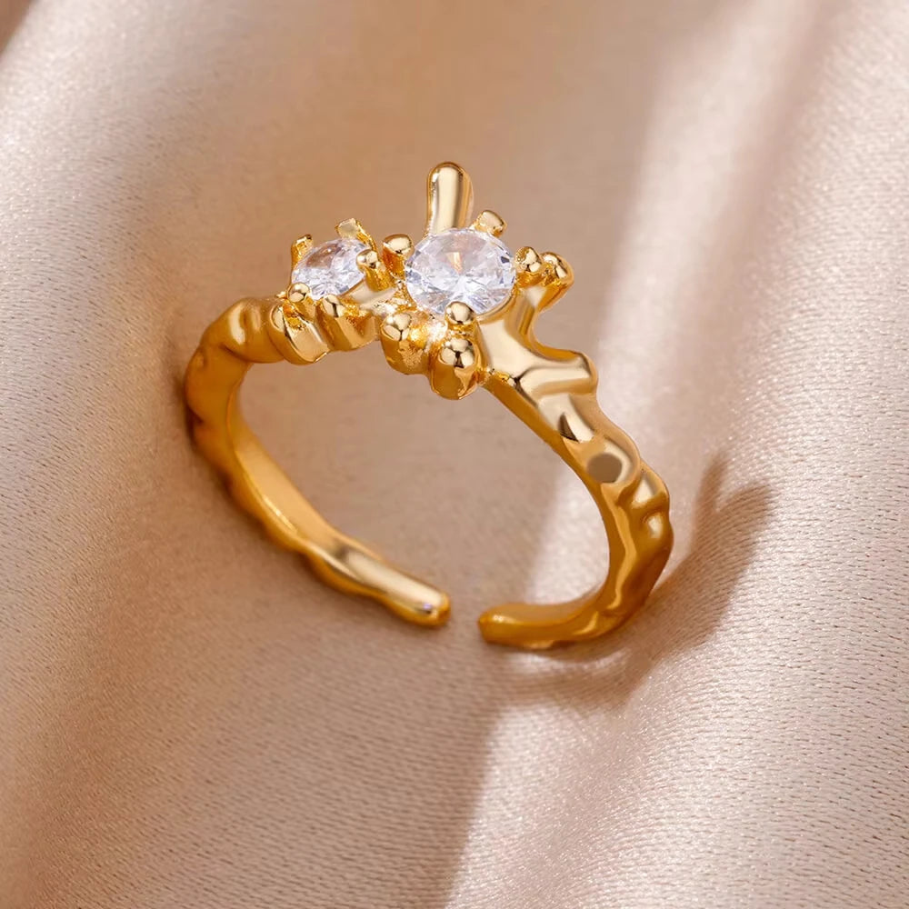 Gold Evil Eye Zircon Adjustable Ring