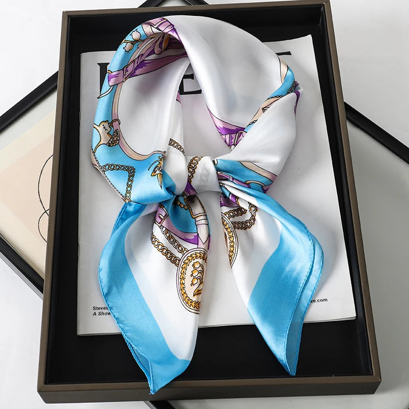 Silk-Feel Satin Square Scarf for Women