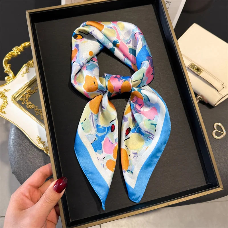 Luxury Satin Silk Square Scarf for Women