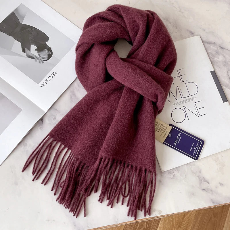 Unisex Narrow Wool Winter Scarf