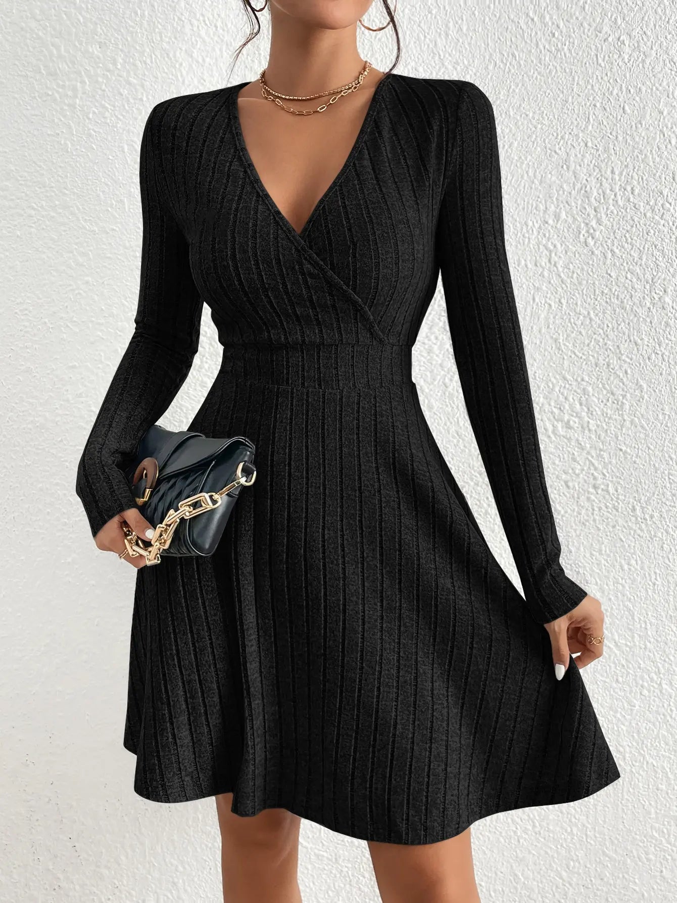 Slim Fit Little Black Knit Dress