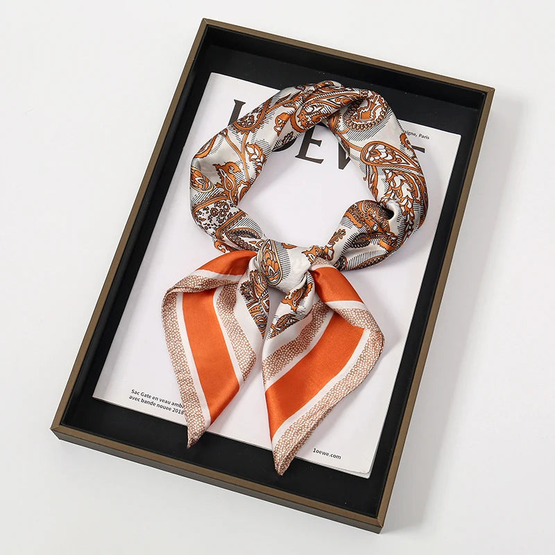 Luxury Satin Silk Square Scarf for Women
