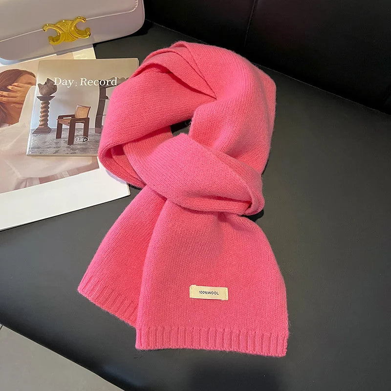 100% Wool Knitted Winter Scarf for Women