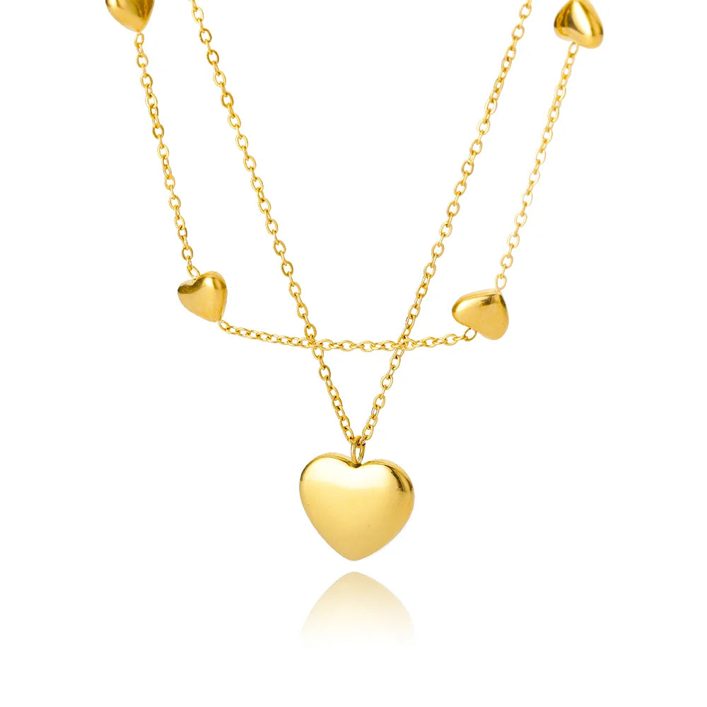 Gold Heart Pendant Necklace for Women