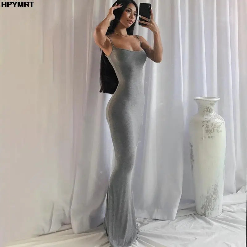 Sleeveless Satin Bodycon Maxi Dres