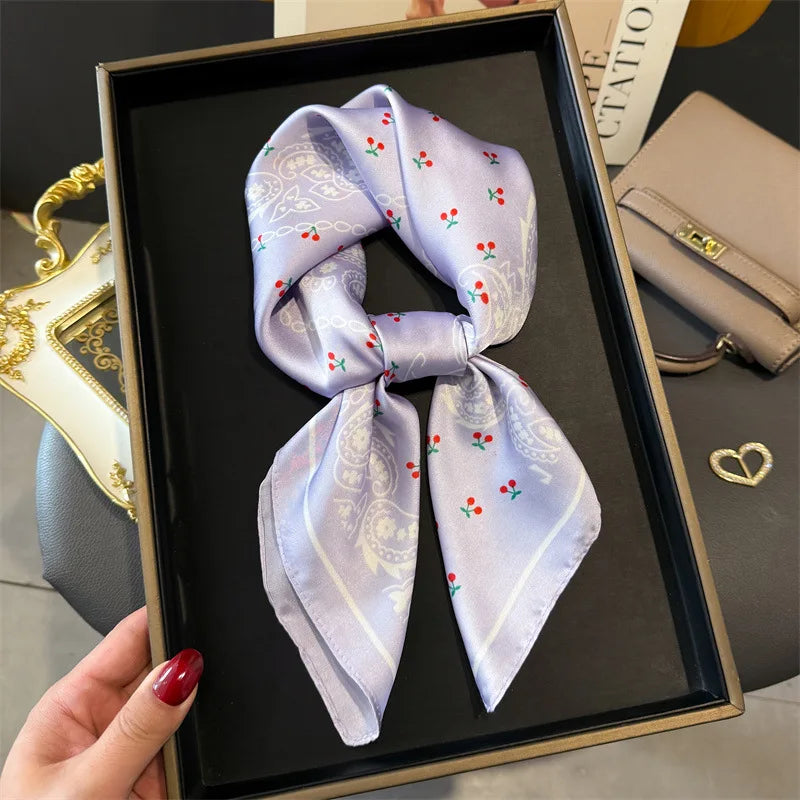 Luxury Satin Silk Square Scarf for Women