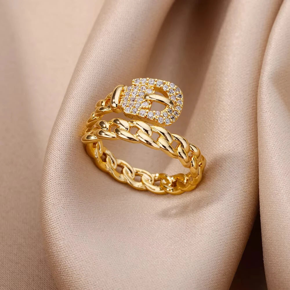 Gold Evil Eye Zircon Adjustable Ring