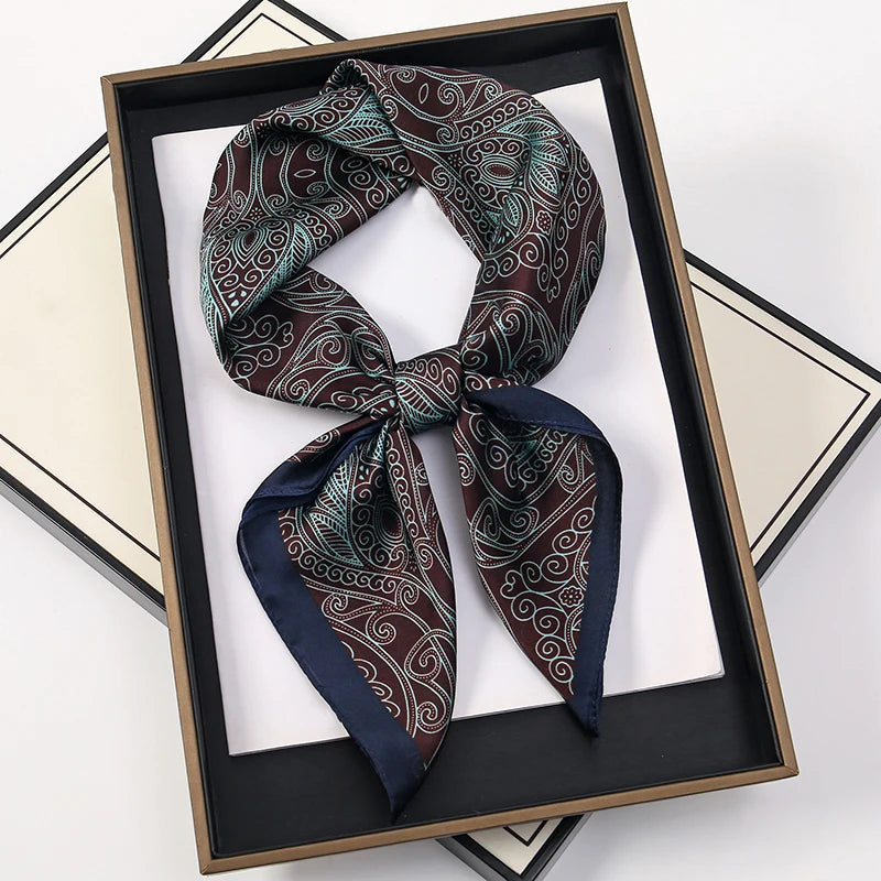 Silk-Feel Satin Square Scarf for Women