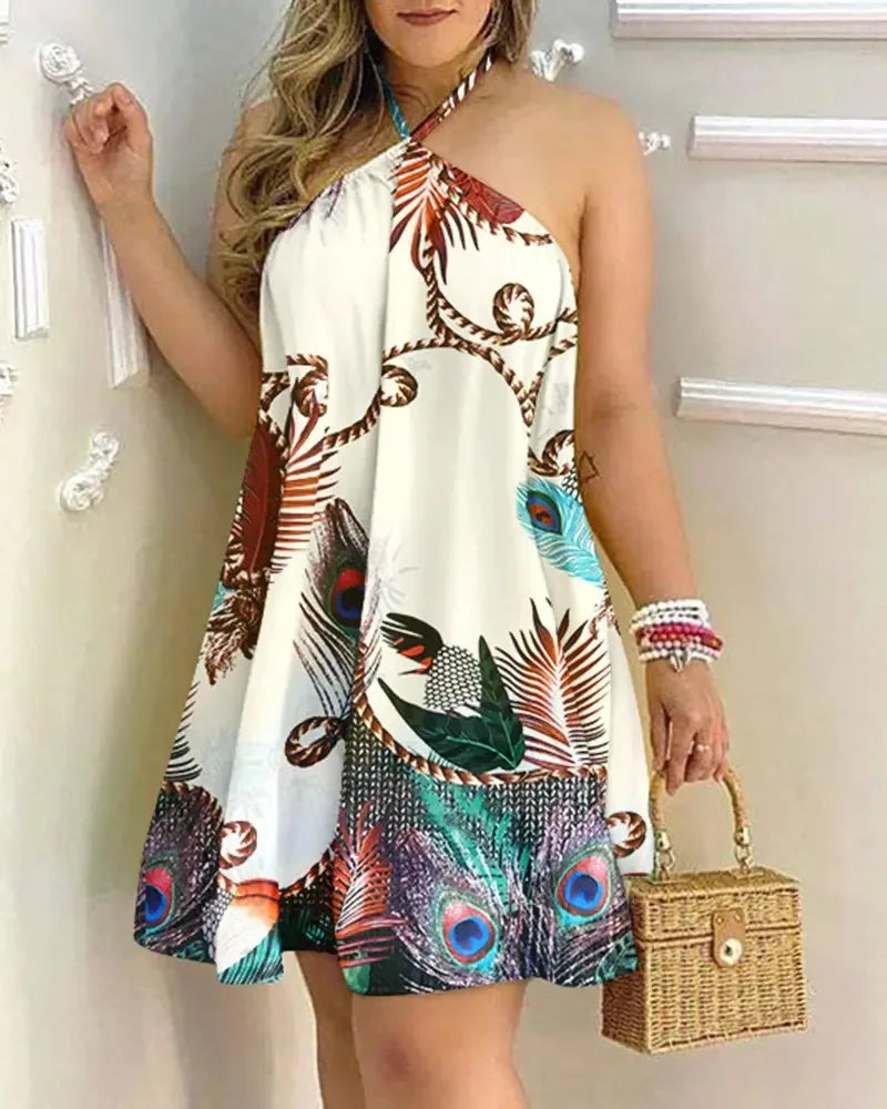 Floral Halter Neck Boho Dress