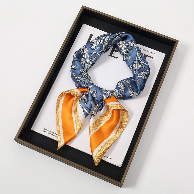 Luxury Satin Silk Square Scarf for Women