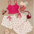 Women’s 3-Piece Heart Print Sleepwear Set