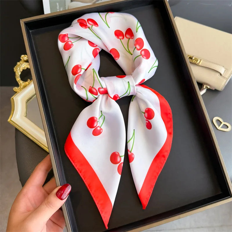 Luxury Satin Silk Square Scarf for Women