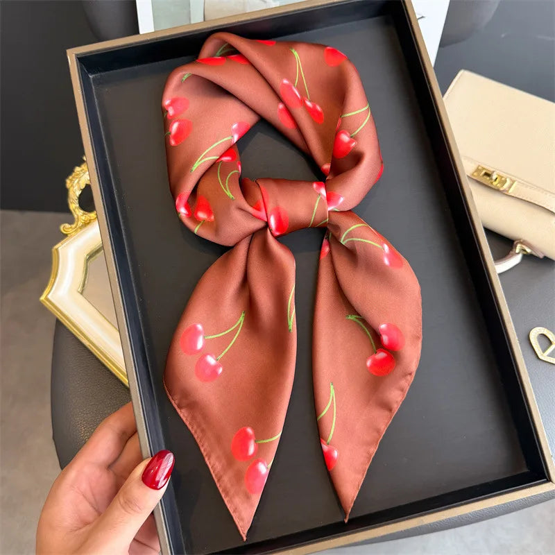 Luxury Satin Silk Square Scarf for Women