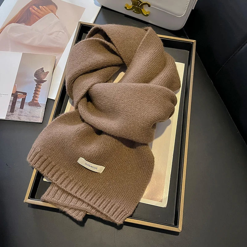 100% Wool Knitted Winter Scarf for Women