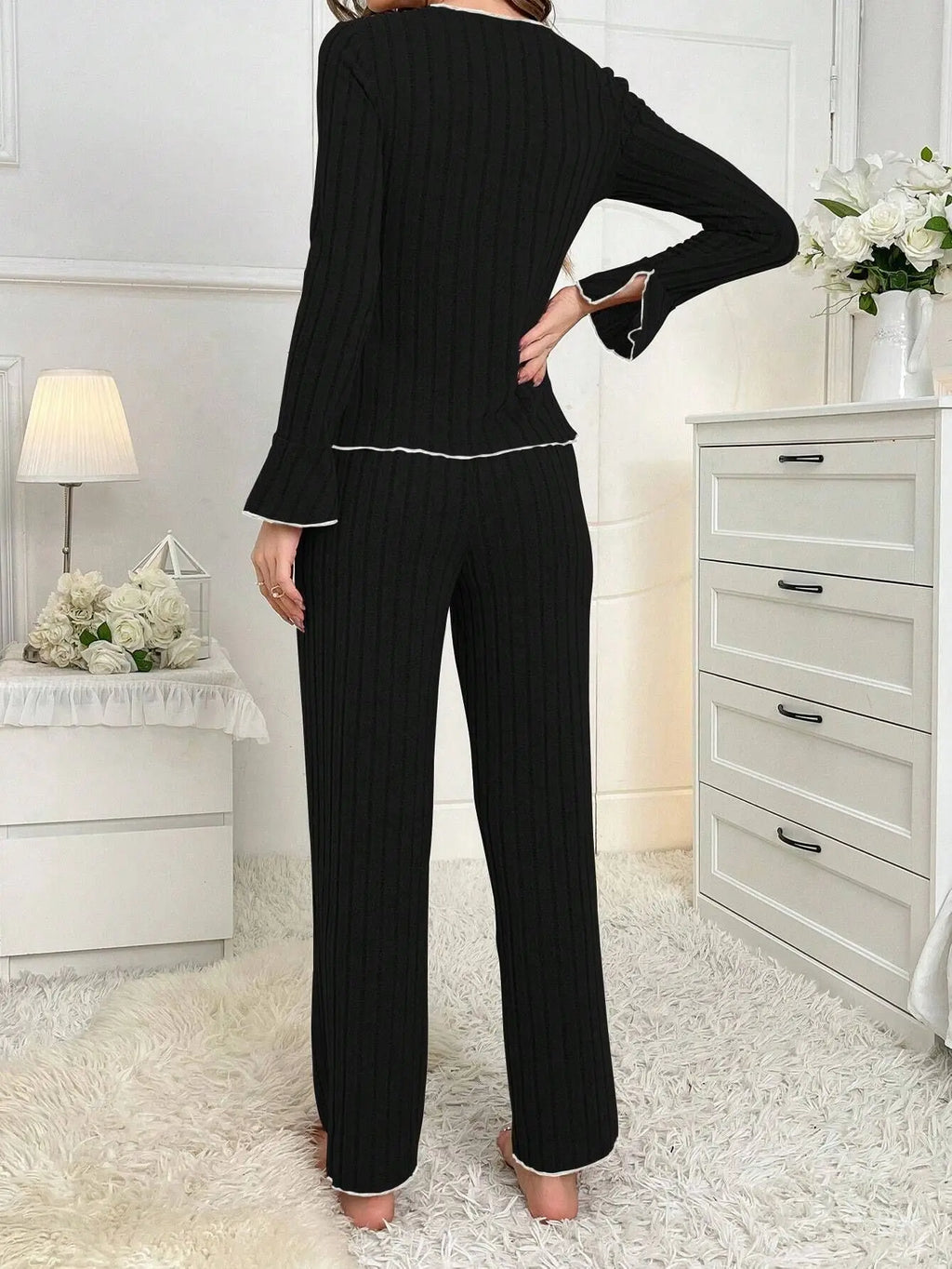 Women’s Elegant Bow Winter Pajama Set