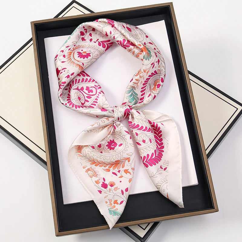 Silk-Feel Satin Square Scarf for Women