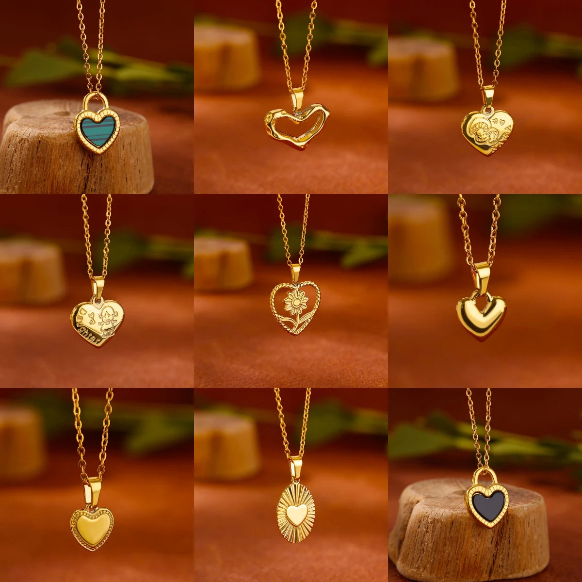 Gold Heart Pendant Necklace for Women