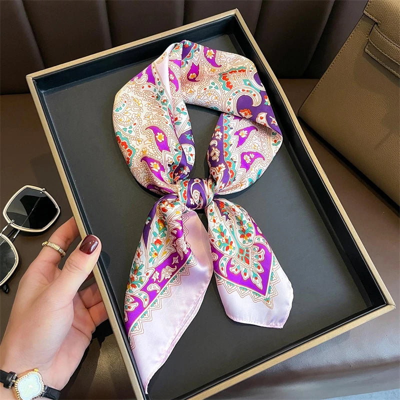 Luxury Satin Silk Square Scarf for Women