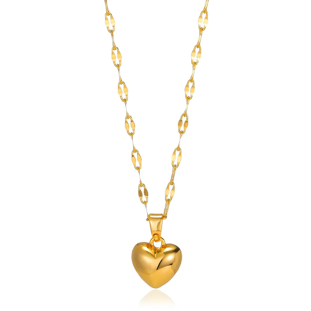 Gold Heart Pendant Necklace for Women